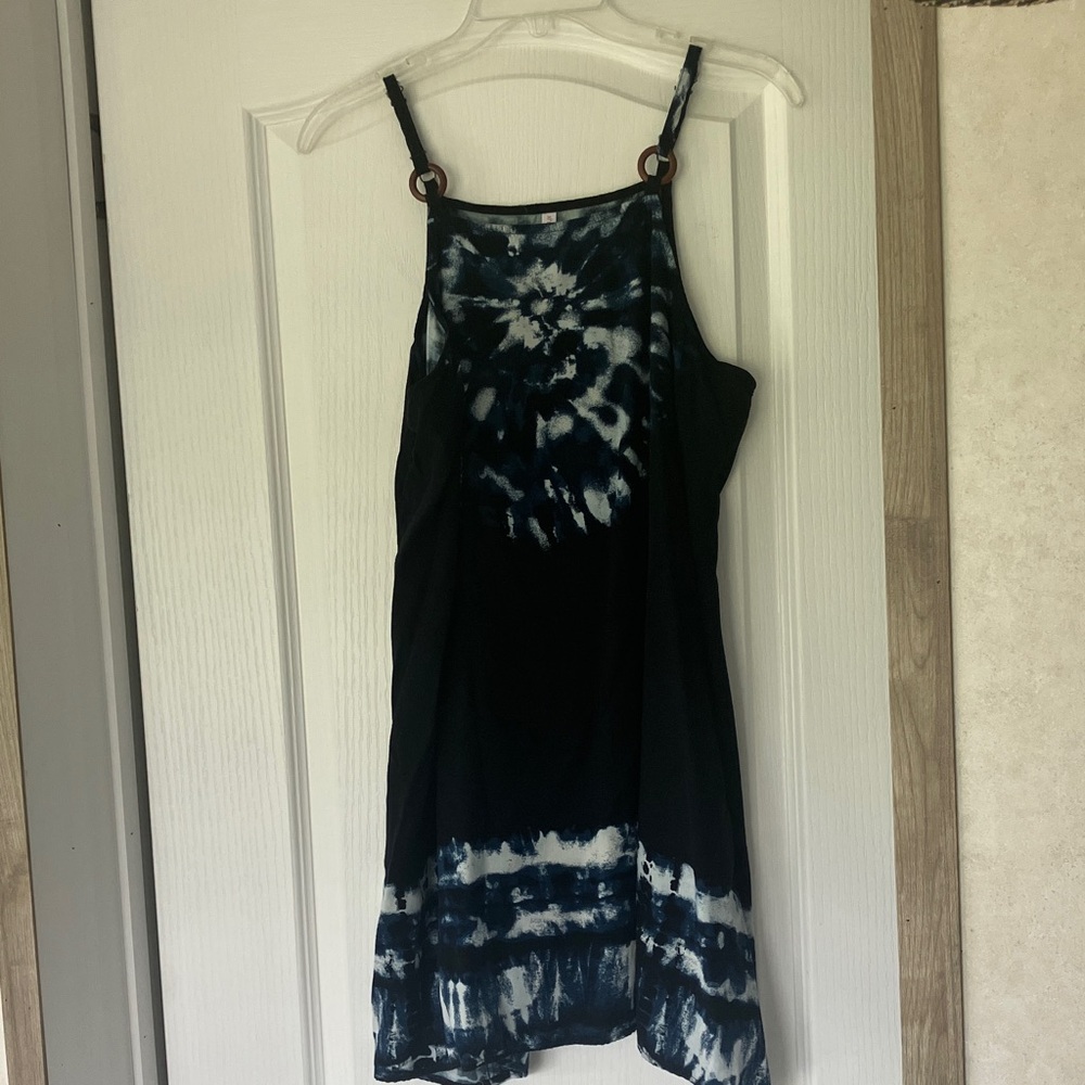 Xhilaration Black Navy Tie-Dye Halter Mini Dress